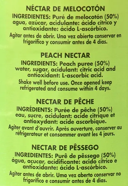 Peach Nectar 1L Bottle