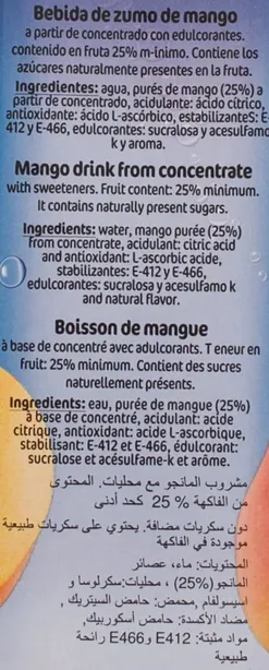 Bebida zumo de Mango