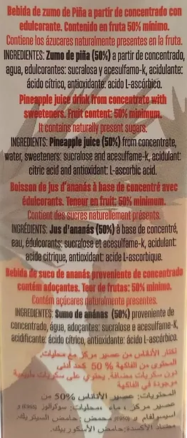 Boisson au jus d'Ananas sans sucres ajoutés